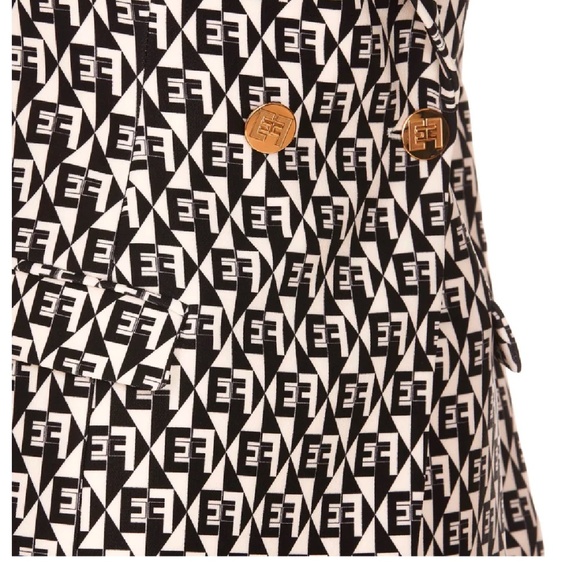 Elisabetta Franchi Diamond Printed Mini Coat Dress - Picture 2 of 4